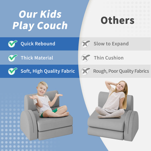 Modular Kids Play Couch, 12PCS Kids Couch with Balls and Tunnel, Kids Couch for Playroom and Bedroom, Kids Modular Couch for Playing, Creativing, Modular Couch Kids