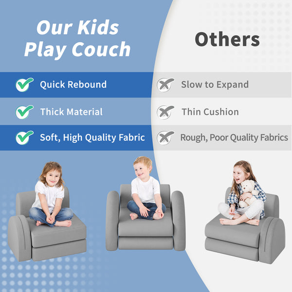 Modular Kids Play Couch, 16PCS Kids Couch with Balls and Tunnel, Kids Couch for Playroom and Bedroom, Kids Modular Couch for Playing, Creativing, Modular Couch Kids