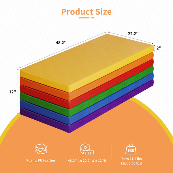 Nap Mats, 6Pcs Toddler Nap Rest Mats for Daycare Preschool, Kids Rest Mat 2 Inch