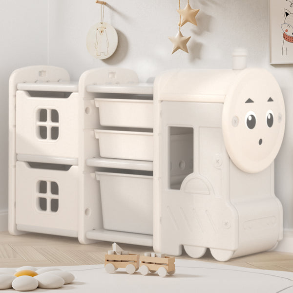 linor Multi-Purpose Toy Storage Organizer, Enclosed Cabinets, Pull-Out Drawers, Kids Toy Storage for Playroom, Bedroom