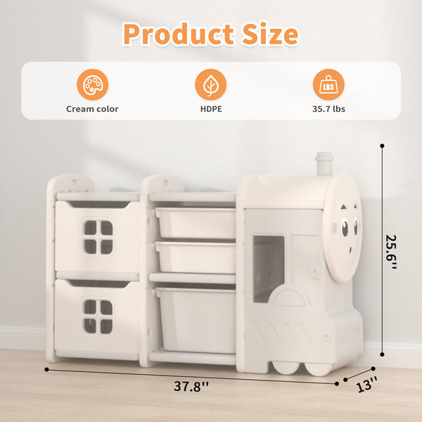 linor Multi-Purpose Toy Storage Organizer, Enclosed Cabinets, Pull-Out Drawers, Kids Toy Storage for Playroom, Bedroom