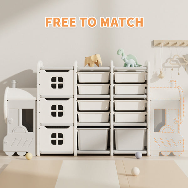 linor Multi-Purpose Toy Storage Organizer, Enclosed Cabinets, Pull-Out Drawers, Kids Toy Storage for Playroom, Bedroom