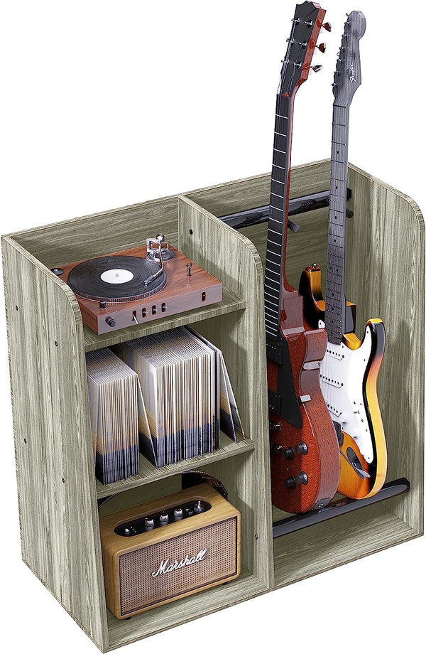 Multiple Guitar Stand, 2 Guitar Rack Holder Floor, 3-tier Storage Shelf for Guitar Amp Picks Accessories
