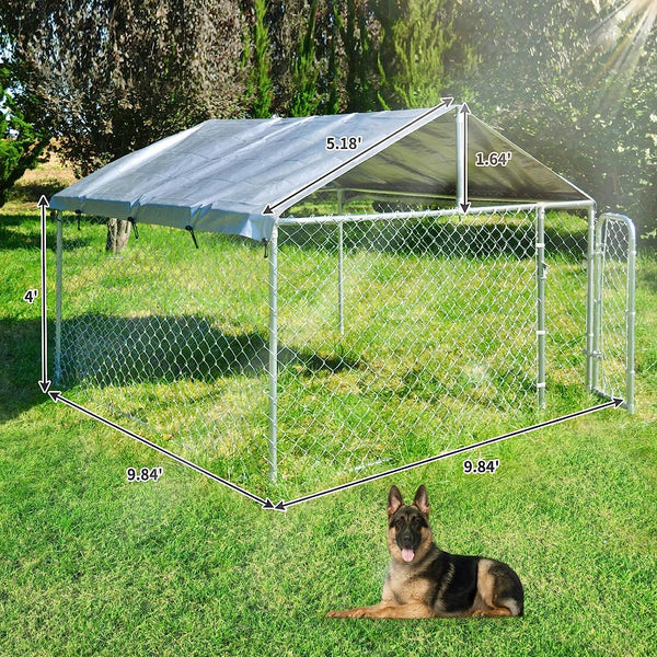 Large Dog Kennel, Heavy Duty Outdoor Dog Fence Dog Cage, Anti-Rust Dog Pens