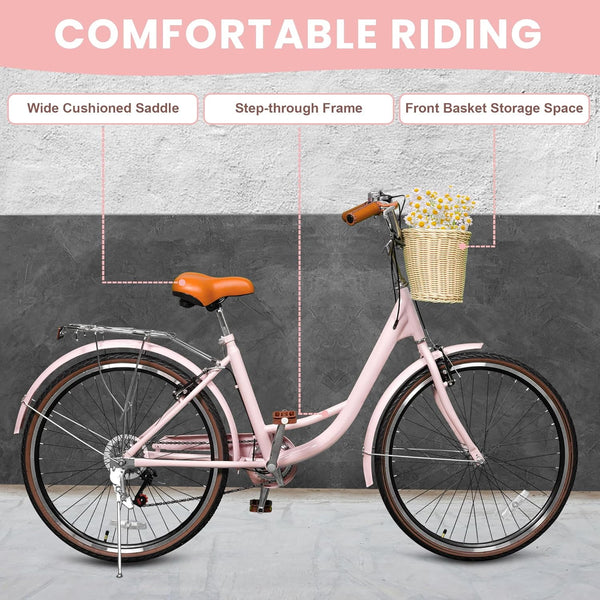 Linor 24 Inch Beach Cruiser Bike for Women