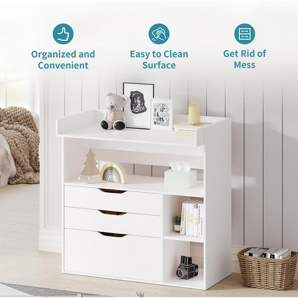 Wanan 3 Drawer Diaper Changing Table Dresser, White