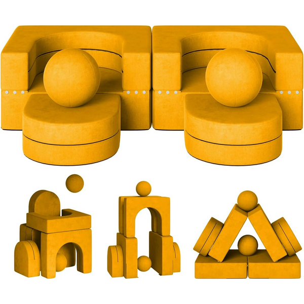 8PCS Modular Kids Sofa, Kids Modular Couch Toddler with 2 Balls, Kids Couch Play Set 8 in 1 Baby Foam Sofa Kids Couch for Playroom
