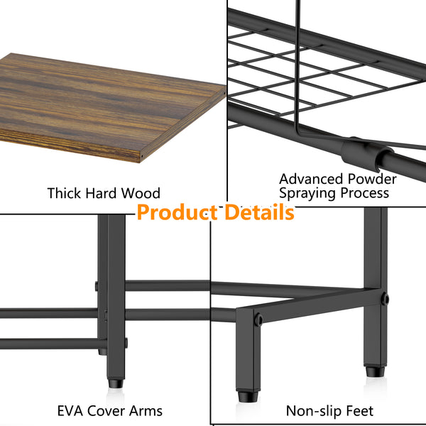 Guitar Stand for 4 Electric or Bass Guitars, Guitar Rack With 3-tier Storage Shelf (Antique Wood)