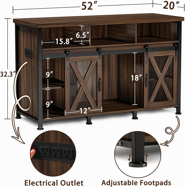 55-75 Gallon Fish Tank Stand with Power Outlets, Large Aquarium Stand with Cabinet for Accessories Storage, Heavy Duty Metal Reptile Tank Turtle Terrariums Table, 1380 LBS Capacity