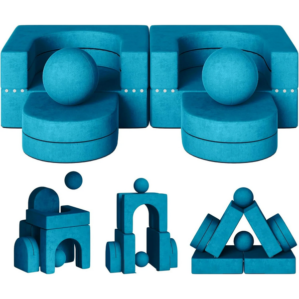 8PCS Modular Kids Sofa, Kids Modular Couch Toddler with 2 Balls, Kids Couch Play Set 8 in 1 Baby Foam Sofa Kids Couch for Playroom