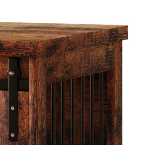 Linor Wooden Double Dog Crate Furniture with Divider and Sliding Door for Two Dogs