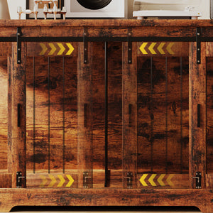 Linor Wooden Double Dog Crate Furniture with Divider and Sliding Door for Two Dogs
