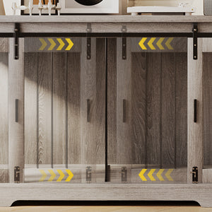Linor Wooden Double Dog Crate Furniture with Divider and Sliding Door for Two Dogs