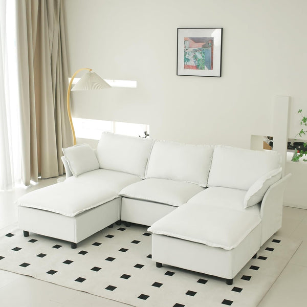 Cloud Sectional Sofa, Modular Velvet Convertible Sofa Bed with Storage,Plush Living Room Couch