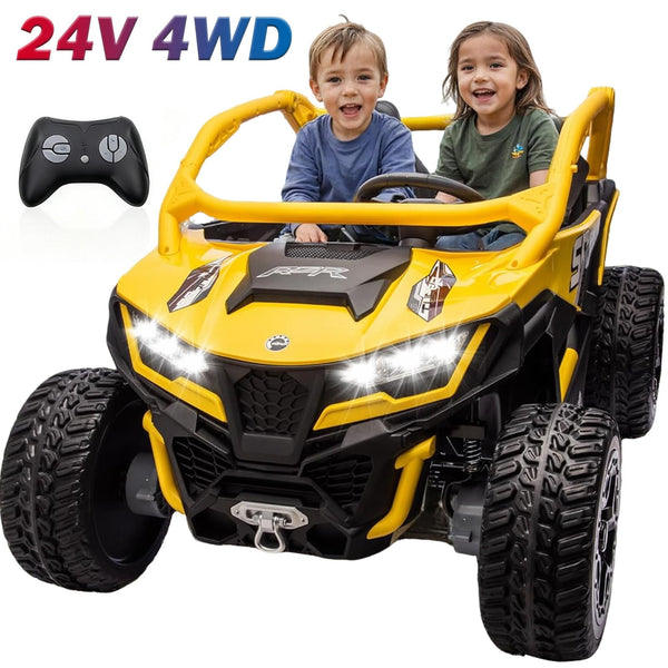 Akaber 24V 10AH 2 Seater Power of Wheels for Big Kids, 21" 4WD/AWD Largre Kids' Electric Vehicles with Remote Control for Girls and Boys, UTV Ride On Car for Kid, EVA Tires, 4 Spring Absorbers
