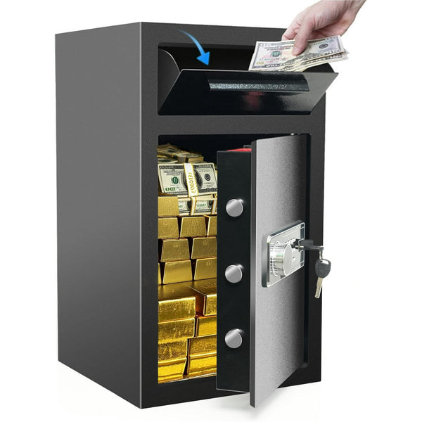 Akaber 5.5 cuft Safe Box Fireproof Waterproof, Drop Money Safe with Digital Lock & Key, 2-in-1 Drop Slot Security Safes for Home Business Use, Anti-Theft Cash Document Jewelry Storage (5.5 CU FT)