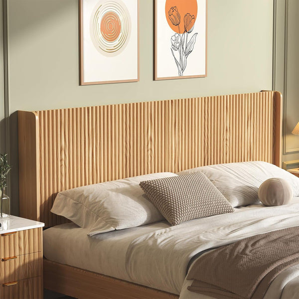 Akaber 65" Queen Headboard with Charging Stations - Wall Mounted Boho Bed Headboard, Modern Farmhouse Style for Queen Size Beds (Headboard Only)
