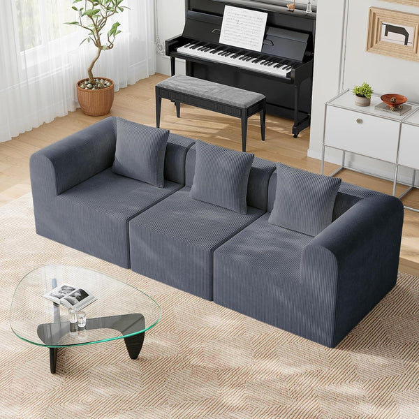 Akaber Modular Sectional Couches for Living Room with Deep Seat, 94.5'' 3 Seats L-Shape Cloud Sofa Couch, High Density Memory Foam, Boneless Upholstered Couches, Easy Assembly (Dark Gray)