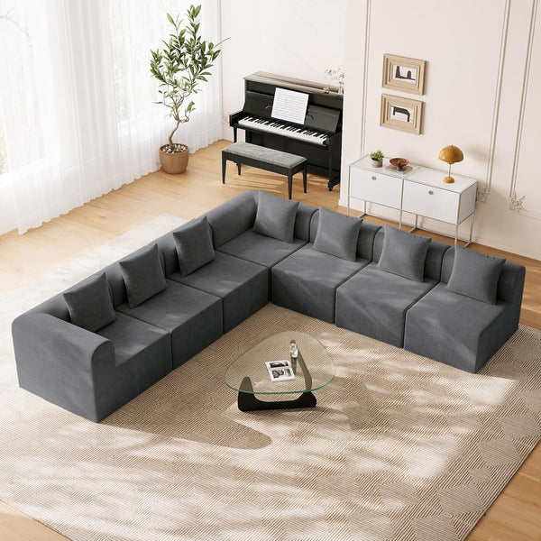 Akaber Modular Sectional Couches for Living Room, L-Shape Cloud Sofa Couch with Deep Seat, High Density Memory Foam, Boneless Upholstered Couches(Dark Gray)