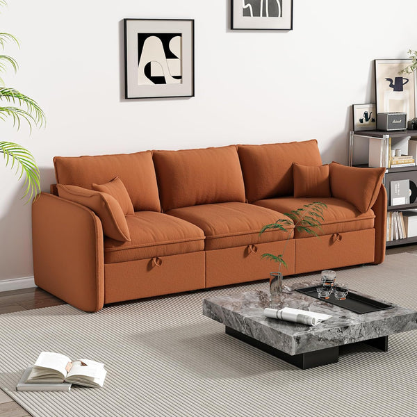 Modular Sectional Sofa, Loveseat Couches with Movable Storage Ottoman, 25 Inch Deep Seat, Cloud Couches for Living Room