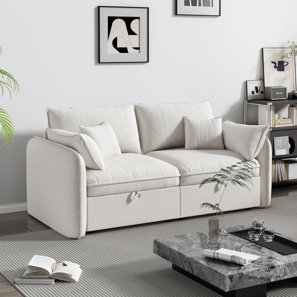 Modular Sectional Sofa, Loveseat Couches with Movable Storage Ottoman, 25 Inch Deep Seat, Cloud Couches for Living Room