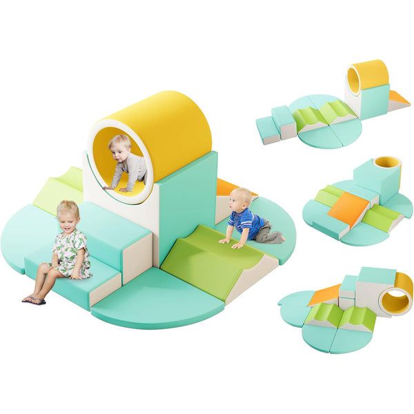 Soft Play Climbing for Toddlers, 10pcs Foam Climbing Blocks for Toddlers for Nursery, Living Room, Baby Climbing Blocks with Tunnel for Climb,Crawl and Slide
