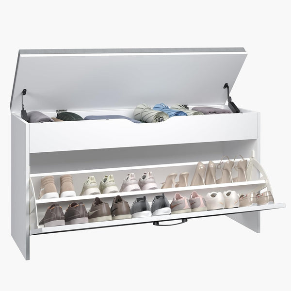Akaber US Shoe Storage Bench with Cushion, Entryway Shoe Bench with Flip Top Storage and Padded Seat, Shoe Bench for Entryway, Bedroom, Hallway, Living Room