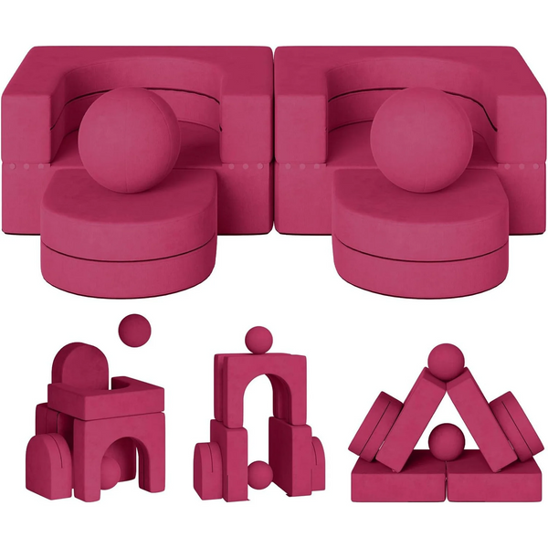 8PCS Modular Kids Sofa, Kids Modular Couch Toddler with 2 Balls, Kids Couch Play Set 8 in 1 Baby Foam Sofa Kids Couch for Playroom