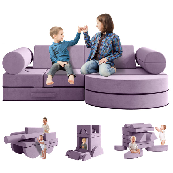 Kids Couch, Large Size Multifunctional Toddler Sofa with Modular Kid Couch (14PCS)