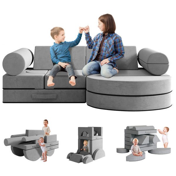 Kids Couch, Large Size Multifunctional Toddler Sofa with Modular Kid Couch (14PCS)