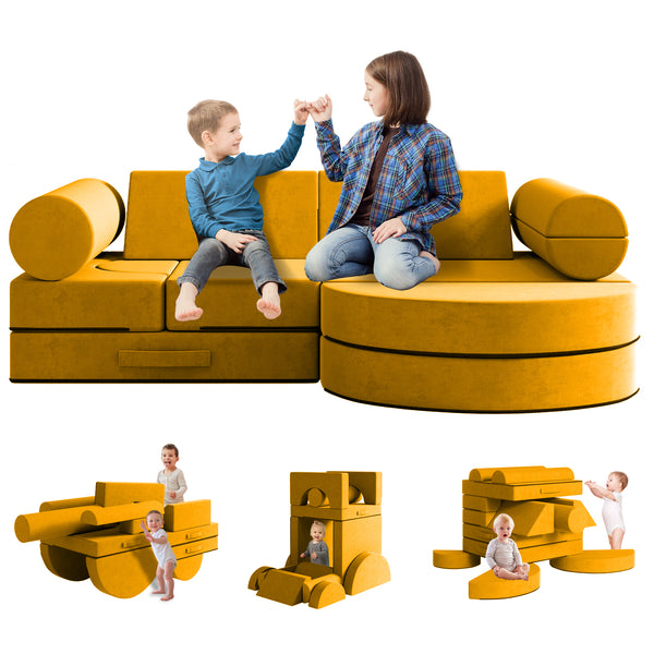 Kids Couch, Large Size Multifunctional Toddler Sofa with Modular Kid Couch (14PCS)