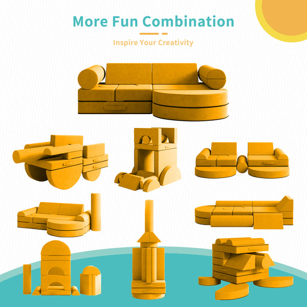 Kids Couch, Large Size Multifunctional Toddler Sofa with Modular Kid Couch (14PCS)