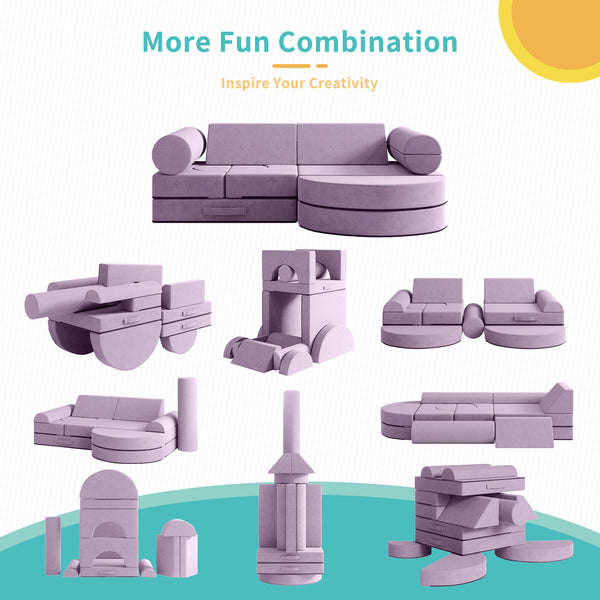 Kids Couch, Large Size Multifunctional Toddler Sofa with Modular Kid Couch (14PCS)