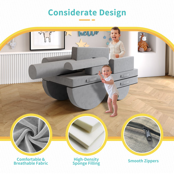 Kids Couch, Large Size Multifunctional Toddler Sofa with Modular Kid Couch (14PCS)
