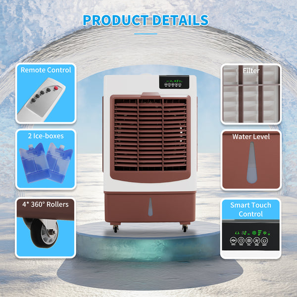 Evaporative Cooler, 3531CFM Evaporative Air Cooler with 10.6 Gal Large Tank, 130°Oscillation Swamp Cooler