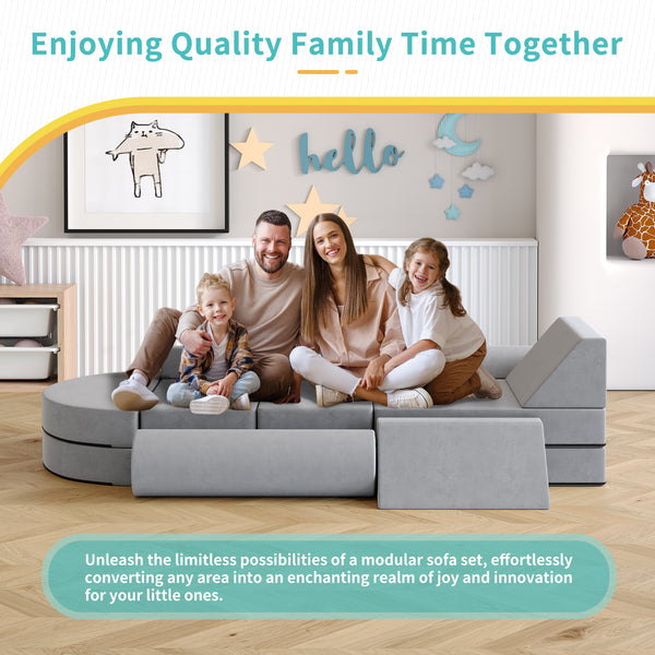 Kids Couch, Large Size Multifunctional Toddler Sofa with Modular Kid Couch (14PCS)