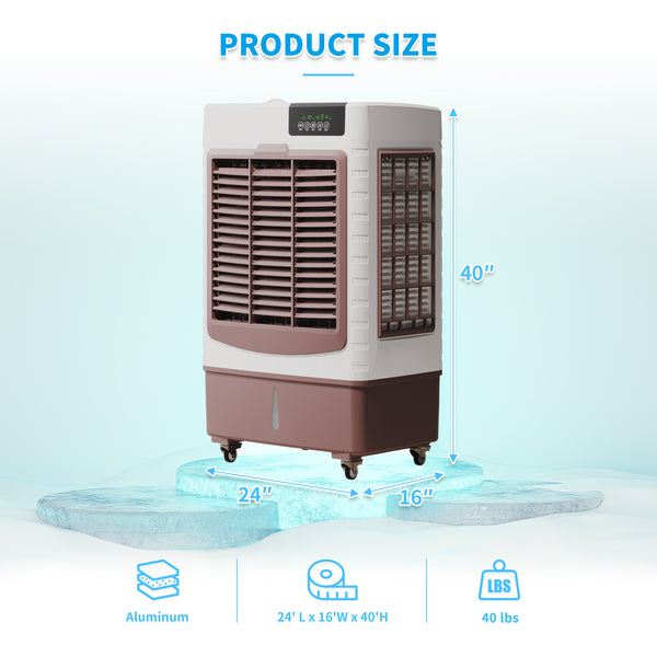 Evaporative Cooler, 3531CFM Evaporative Air Cooler with 10.6 Gal Large Tank, 130°Oscillation Swamp Cooler