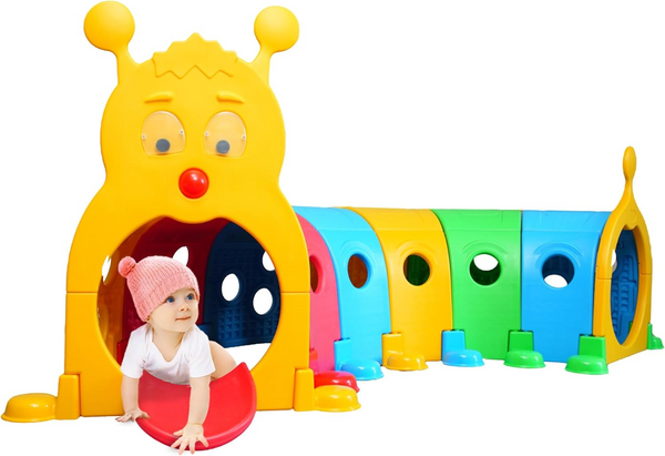 Caterpillar Tunnel for Kids, Crawl Tunnel for Kids to Climbing, Crawl, Riding, Indoor Outdoor Playground Equipment for 3-6 Years Old, Kids Tunnel Crawl for Garden, Game Room