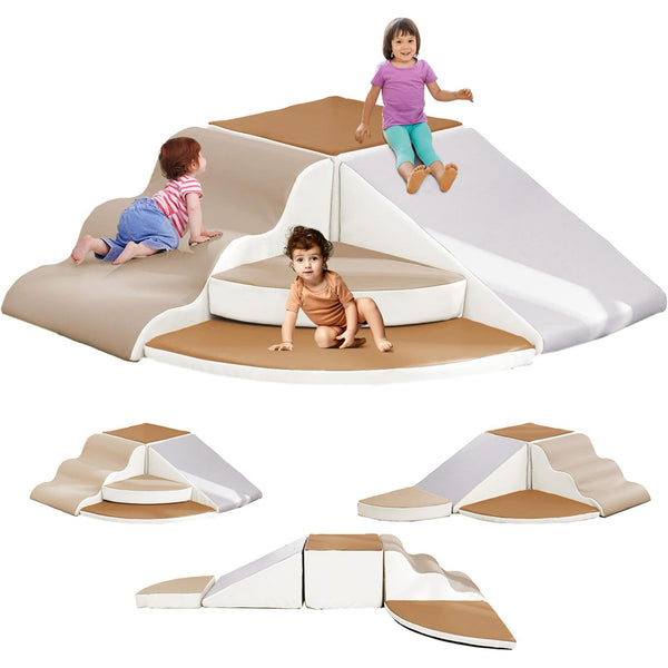 Climbing Toys for Toddlers, Wanan Foam Climbing Blocks for Kids, 5pcs Soft Play Set for Climb, Crawl, Slide, Indoor Toddler Climbing Toys for Nursery, Living Room
