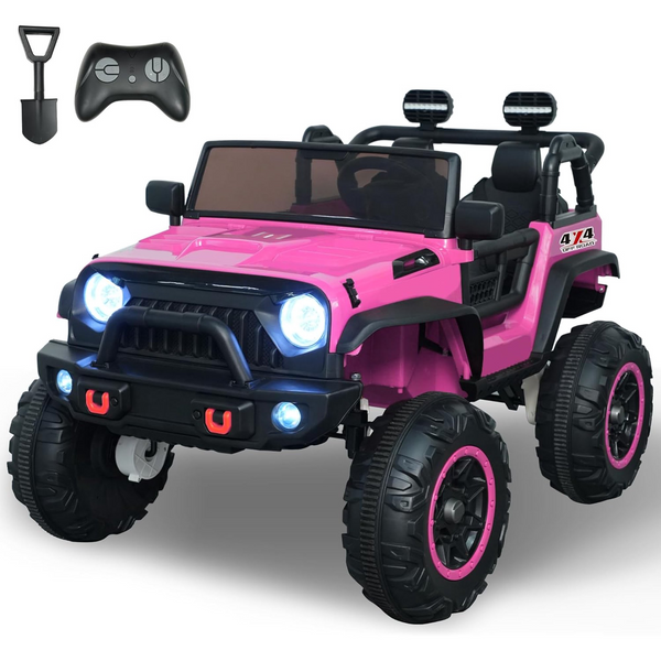 24V 7AH 2 Seater Ride on Toys for Kids, 2/4WD Kids' Electric Vehicles with Remote Control for Girls and Boys, UTV Ride On Car for Kids, Wireless Bluetooth, Spring Absorbers and Sand Shovel