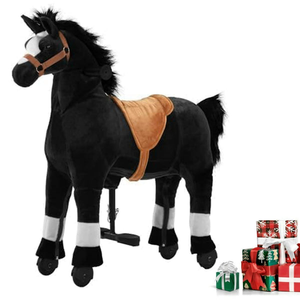 DEYGIA Ride on Horse for Big Kids Horse Ride on Toy, Riding Horse Pony Rider Mechanical Walking Action Plush Animal for 6 Years to Adult, No Battery or Electricity, Giddy up, Max Load 187LBS