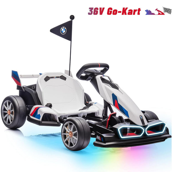Licensed BMW Drift Kart, Wanan Electric Go Kart for Kids Ages 6-12 with Drift Mode, Dual 300W Motors, 36V Battery, Adjustable Seat, LED Lights, 2 Speeds