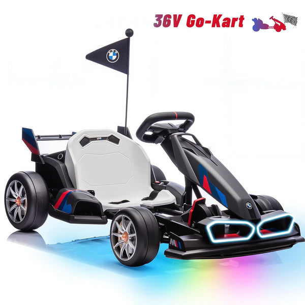 Licensed BMW Drift Kart, Wanan Electric Go Kart for Kids Ages 6-12 with Drift Mode, Dual 300W Motors, 36V Battery, Adjustable Seat, LED Lights, 2 Speeds