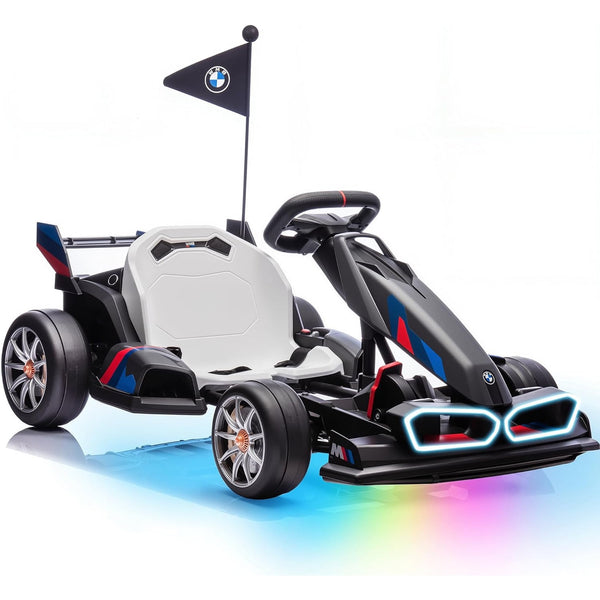 Licensed BMW Electric Go Kart for Kids 6-12, 24V 9AH Drift Kart, Dual 200W Motors, Adjustable Seat, Drift Mode, 2 Speed, LED Lights