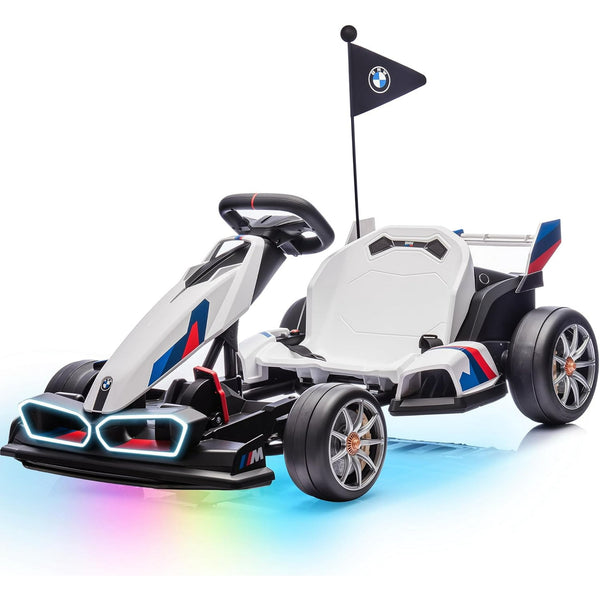 Licensed BMW Kids Electric Go Kart with Drift Mode, Dual 300W Motors, 36V Battery, Adjustable Seat & LED Lights, Akaber 2-Speed Drift Kart for Ages 6-12
