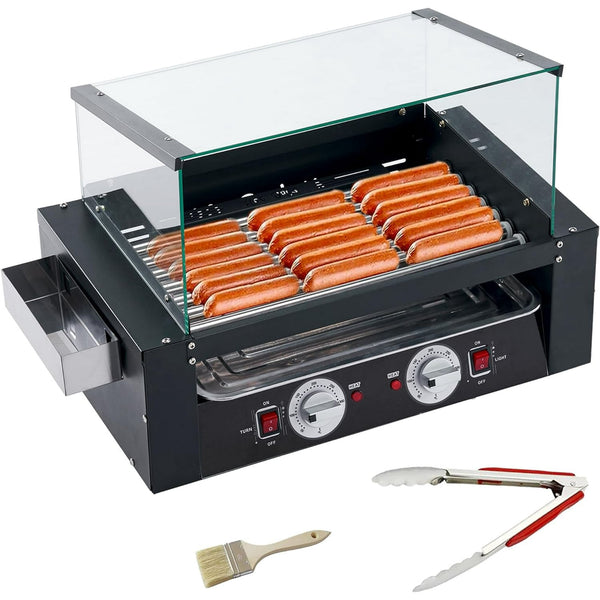 Linor 1400 Watts Hot Dog Roller Grills with 7 Rollers for 18 Hot Dogs, Commercial, Partys, BBQ