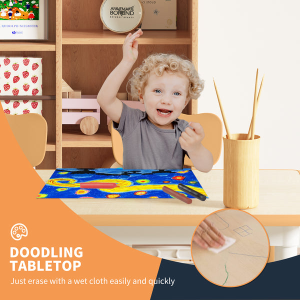 Height-Adjustable Kids Arts & Crafts Rectangular Table and 4 Chairs Set for Home, Playroom