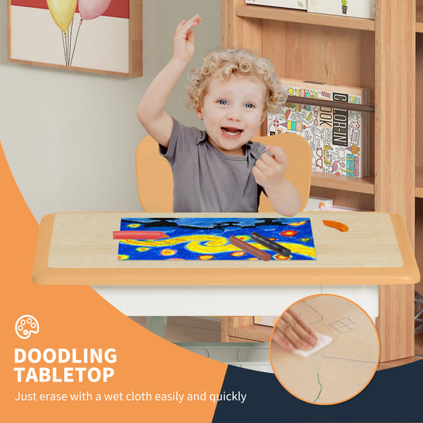 Height-Adjustable Versatile Kids Craft Square Table and 4 Chairs Set for Ages 2-10