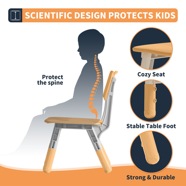 Height-Adjustable Kids Arts & Crafts Rectangular Table and 4 Chairs Set for Home, Playroom