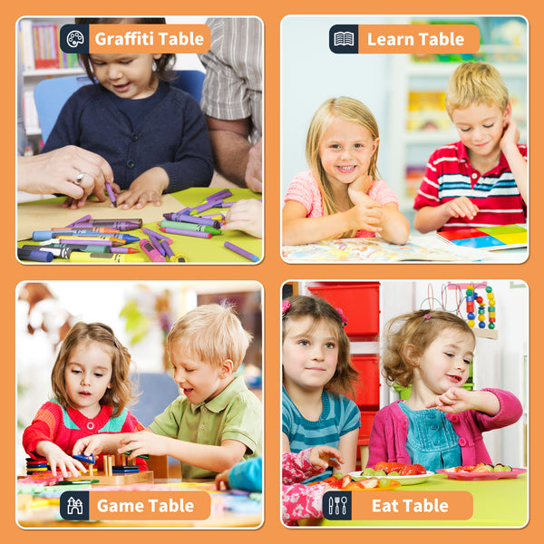 Height-Adjustable Kids Arts & Crafts Rectangular Table and 4 Chairs Set for Home, Playroom